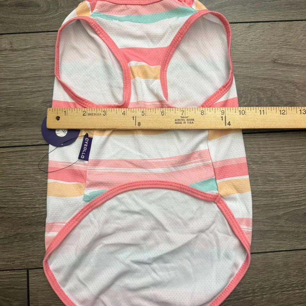Cyeollo Dog Apparel XL Mesh Striped Tank Top Vest Pink Orange Mint NWT